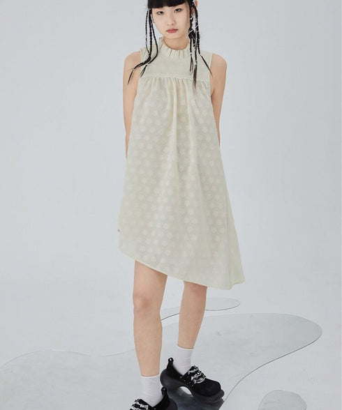 Dot Jacquard Asymmetric Dress